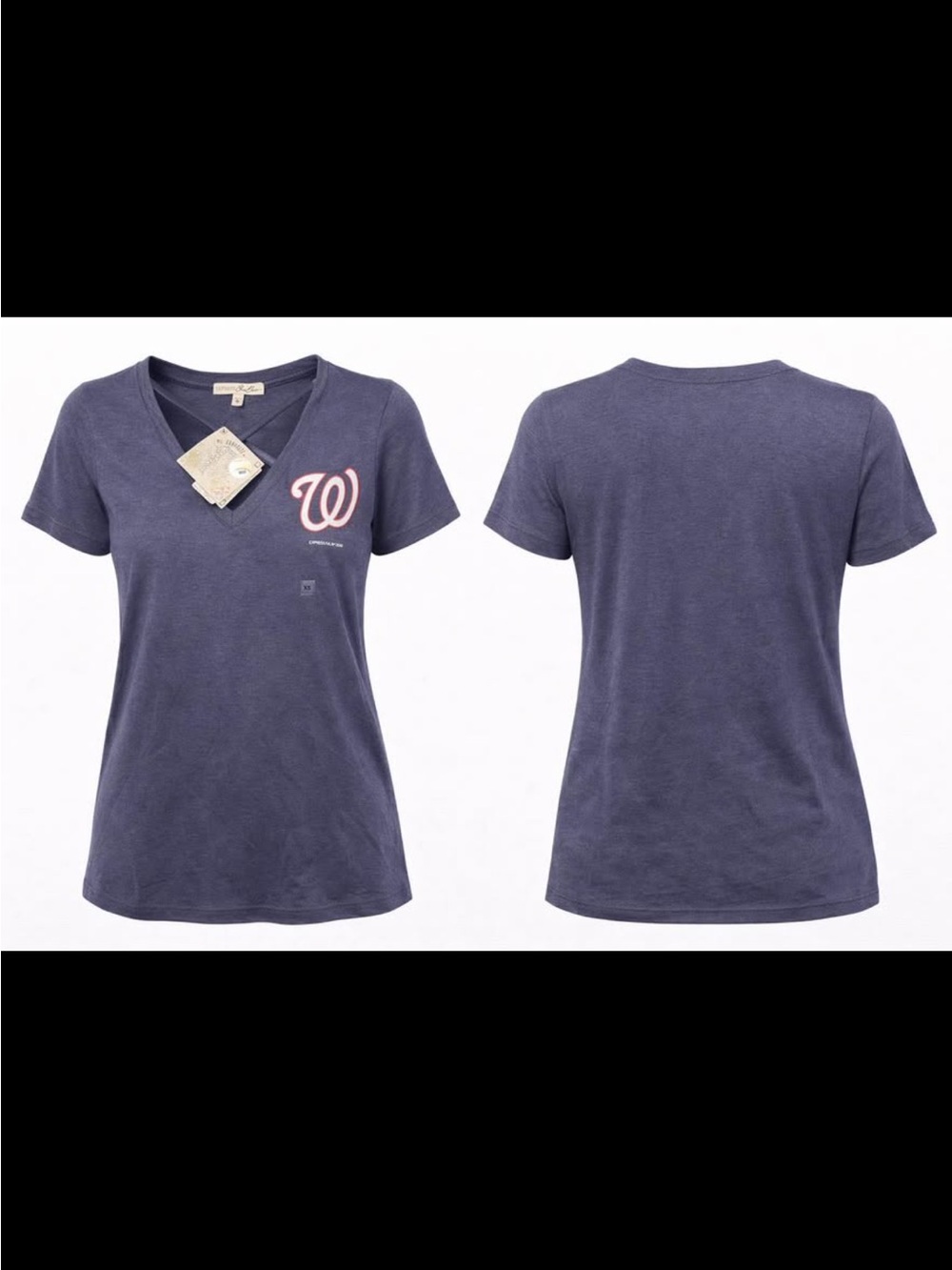 Navy V-Neck Women's Tee with ‘W' Logo
